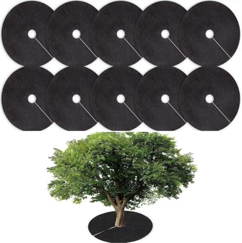 Alula777 (Nero 82 cm Tappetino per Erbacce da Giardino, Dischi Pacciamatura per Piante,10 Pezzi Tappetino Pacciamatura Telo Pacciamatura Albero, Adatto per Giardini, frutteti, orti