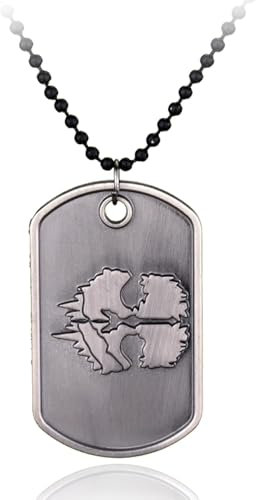 ZIAFRPN Call of Duty Ghost Dog Tag Halskette, Militärstil Anhänger mit schwarzer Kugelkette, Metall Charm für Gaming Fans, 3.5, Edelstahl, Abalone
