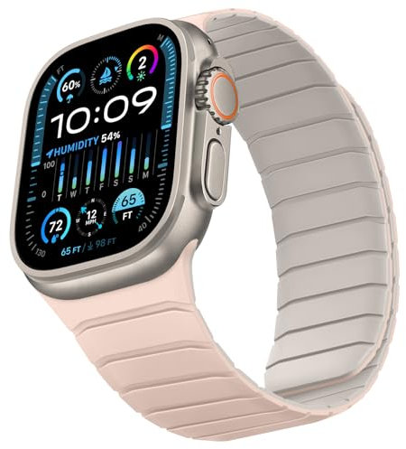Sixmoat Cinturino Reversibile a Doppia Faccia Compatibile con Apple Watch 49mm 46mm 45mm 44mm 42mm, Cinturino Magnetico in Silicone Morbido per iWatch Ultra SE serie 10 9 8 7 6 5 4 3, Grigio stellato