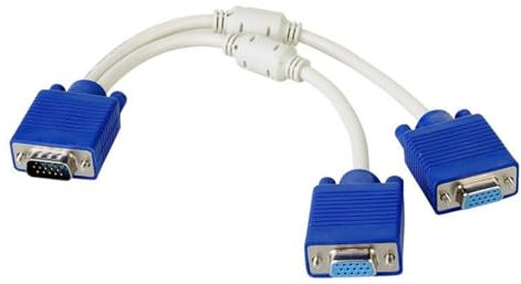 Whltzf Haute Résolution 1080p VGA 1 Mâle À 2 Cordon D'adaptateur Câble Vidéo Vidéo pour Sortie À Double Moniteurs Câbler Facilement VGA Mâle À Femelle