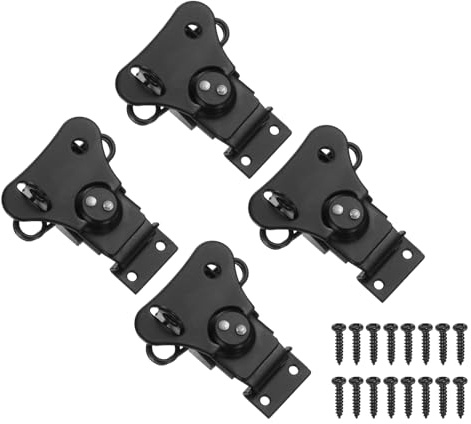 PATIKIL 4 Stück 3.03x2.56 Schmetterlings-Drehverschluss Stahl Schwarz | Federbelasteter, Drehverschluss & Halter Schalter Schmetterlings-Verschluss, Für Kisten Truhen Verschluß