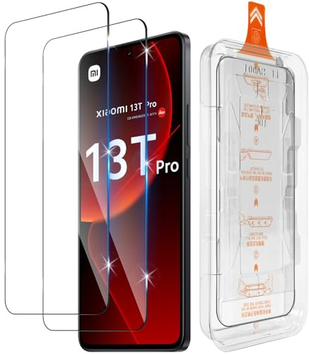 Funrae Protector de Pantalla para Xiaomi Mi 13T Pro/13T 5G [2 PCS], [Instalación Automática] Cristal templado Antiarañazos, Antihuellas, Sin Burbujas, Dureza 9H, 0.33 mm Ultra Transparente