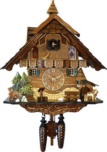Kuckucksuhr Quarz-Uhrwerk Chalet-Stil 42cm von Engstler