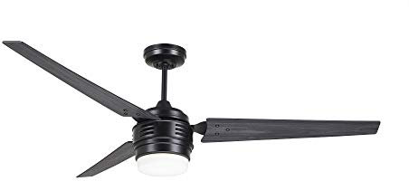 Luminance Avenue LED Ceiling Fan Large 60 Inch Fixture with Dimmable Lighting and Wall Control Contemporary Design with Downrod for Overhead Hanging, Barbeque Black