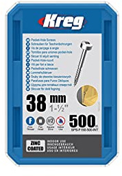 KREG® Zinc Pocket-Hole Screws - 38mm/1.50, #6 Fine-Thread, Pan Head, 500-count