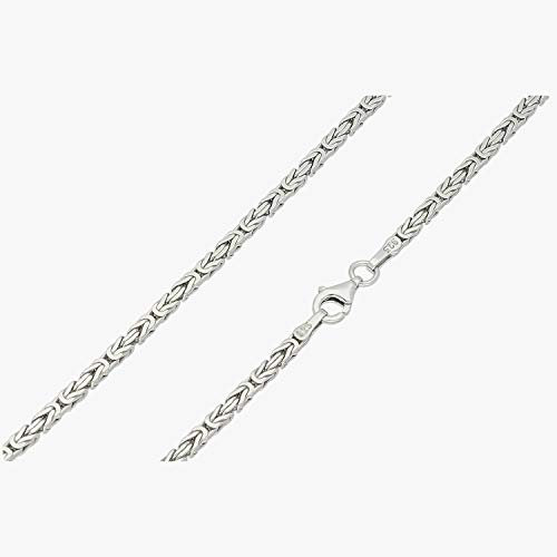 FeinWert Königskette rhodiniert 925 Sterling Silber vierkant Kette Collier 4.0 mm, 60 cm
