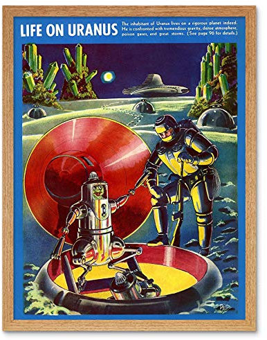 Wee Blue Coo Magazine Cover Vintage Life On Uranus Fantastic Adventures 1940 Art Print Framed Poster Wall Decor Kunstdruck Poster Wand-Dekor-12X16 Zoll