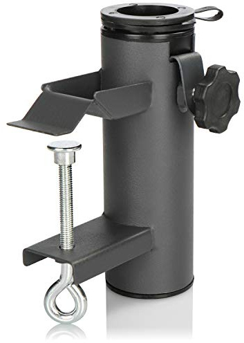 com-four® Sonnenschirmhalter, Schirmständer für Balkon, Terrasse oder Tisch - Für Schirmstöcke 22-49 mm und Platten-/Geländerstärken bis 60 mm - für leichte Schirme