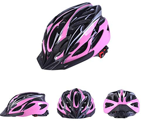 Rusaly - Casco da bicicletta per adulti e donne, con visiera rimovibile, per bici da corsa, mountain bike, bici con dimensione regolabile, Adulti (unisex), rosa., Kopfumfang: 55-62 cm / 21,7-24,4 Inch