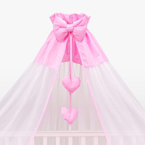 Ciel de chambre d'enfant en mousseline de soie pour lit de bébé ou lit de bébé 370 x 180 cm (rose)