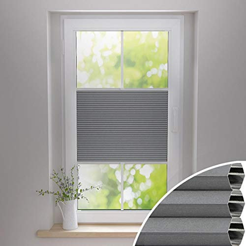 Gardinen21 Thermo Wabenplissee ohne Bohren | Waben-Plissee Klemmfix | Plissee 120x130 für Türen & Fenster | Sonnenschutz, Sichtschutz, Schallschutz, 100% Verdunkelung