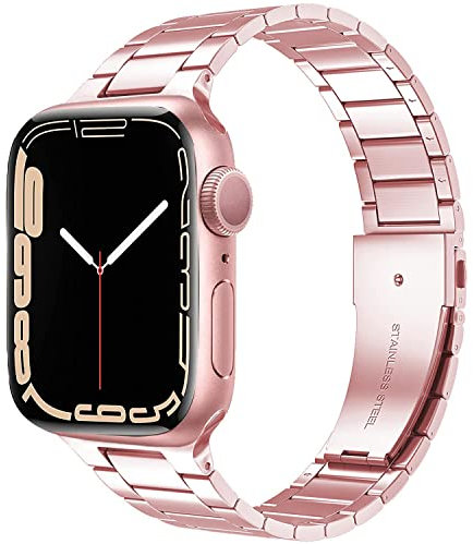 Miimall Cinturino Di Metallo Per Apple Watch 44mm 42mm Ultra Sottile Cinghia di Ricambio In Acciaio Inossidabile Compatibile Con Apple Watch SE Serie 6 Serie 5 Serie 4 Serie 3 Serie 2 Serie 1 -Rosa