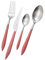 BUGATTI, Ares, Set Posate 4 Pezzi in Acciaio Inox 18/10 e Manico Colore Rust (Pink Paradise), Set per 1 Persona, Composto da Cucchiaio, Forchetta, Coltello e Cucchiaino caffè
