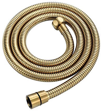 Tuyau de Douche 1.5M Universel Extensible Tuyau en Acier Inoxydable Anti-Explosion Flexible de Douche Anti-Torsion et Anti-Corrosion Flexible de Pomme de Douche à Main,Brushed titanium gold