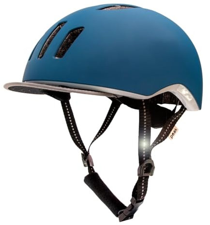 Crazy Safety Metro Casco da Bicicletta | Bici da Città Con Visiera Rimovibile | Per Bici Elettriche Con Luce LED | Uomo e Donna Con Sistema di Regolazione (Blu Petrolio)