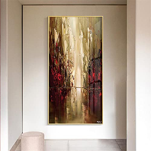 Tableau Decoration Murale Salon Main Or Argent Fantaisie Ville Peinture À l'huile sur Toile Grande Taille Moderne Abstrait Vertical Art Photo pour La Décoration Murale 70X100 Cm