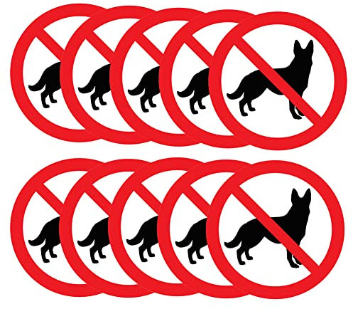 Haobase 10 pegatinas para letreros de perro sin – 3.2 pulgadas x 3.2 pulgadas – vinilo autoadhesivo