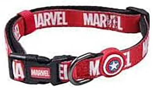 Collar Premium Perros de Marvel- Negro, Rojo y Blanco-Talla XXS-XS-Cierre Rápido de Click-Detalles en 3DPoliéster-Producto Original Diseñado en España