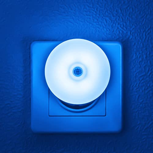 myCozyLite Bewegungsmelder Nachtlicht Blau, LED Nachtlicht Steckdose, Kleine Nachtlichter, Schlank, Energiesparend, für Schlafzimmer, Badezimmer, Kinderzimmer, Flur, Treppenhaus, Rund, 2er Pack