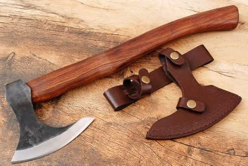 Axt Karbon Stahl Axt Wikinger handgeschmiedet 1095 mit Lederscheide MAQ2611