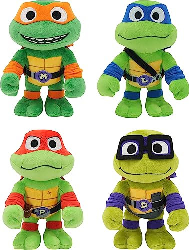 Mattel Teenage Mutant Ninja Turtles: Mutant Mayhem Plüschtiere 4 Stück 8 Zoll Leonardo, Michelangelo, Raphael und Donatello, TMNT Movie (Amazon Exclusive)