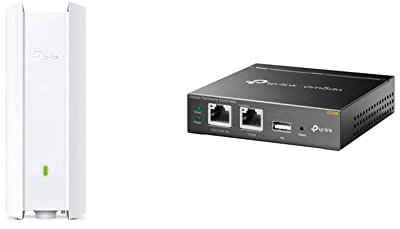 TP-Link EAP610-Outdoor AX1800 Gigabit Dualband WiFi 6 WLAN Access Point weiß & OC200 Omada Hybrid PoE Hardware Controller für EAP Serie, USB Port für automatisches Backup, grau metallic