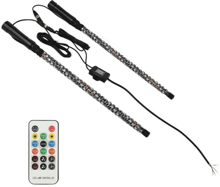 Aramox RGB LED Whip Light con Bandera App Control LED RGB Chase Dancing Light Offroad Advertencia Iluminada Antena Látigos 300 Patrones 366 Modos 12 a 24V para UTV ATV Off Road (2 pies)