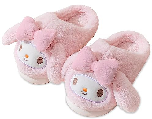 Roffatide Anime Melody Fuzzy Slippers - Cinnamoroll Closed Toe Open Back Foam House Slippers With Rubber Sole for Women Man