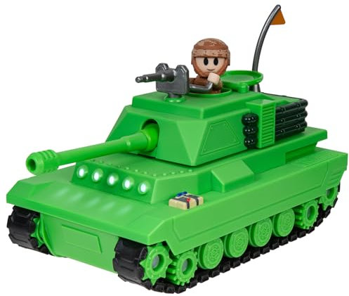 Brookhaven Feature Tank - 19 cm Fahrzeug mit Licht, funktionierenden Laufflächen, ausfahrbarem Gewehrturm, 7 cm Figur, und exklusivem virtuellen Item Code