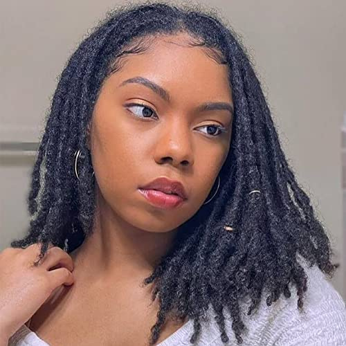 Loc Extension Human Hair 0,6 cm Width 8 Inch 10 Strands Natural Black Full Handmade Permanent Locs Can Be Dyed and Bleached for Women Men Kids Dreadlock Extensions Real Human Hair