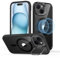 ESR for iPhone 15 Case, Compatible with MagSafe, Military-Grade Protective Case, Built-in Stash Stand Phone Case, Scratch-Resistant Back Cover, Classic Series, Clear Black