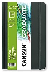 CANSON Graduate Book Skizzenbuch, feine Körnung, 160 g/m², Sketchbook Hardcover, 14 x 21,6 cm, Weiß, 104 Blatt