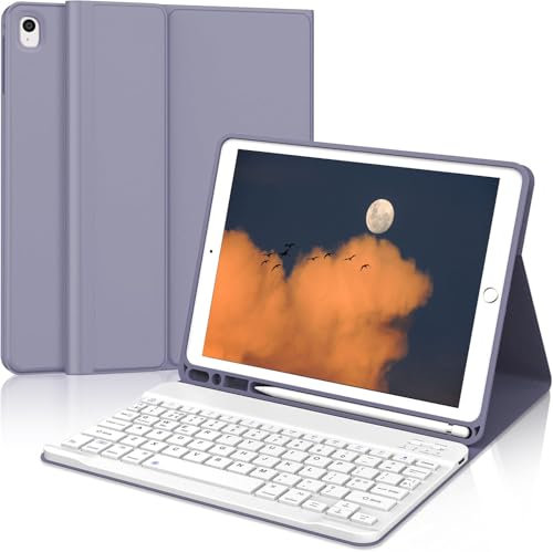 IVEOPPE for iPad 6th Generation 2018 Case Keyboard | Keyboard for iPad 5th Generation 2017 | Keyboard for iPad Pro 9.7 2016/ Case for iPad Air 2/Air 1- Detachable Bluetooth Keyboard, UK Layout- Purple