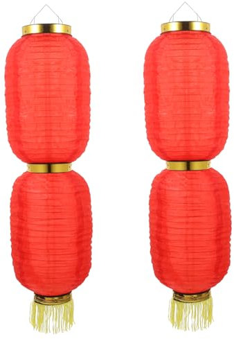 Toddmomy Hochzeitsdekorationen 2 Saiten Laterne Traditionelle Japanische Lampen Sushi-Party-Dekoration Stahldraht China Falten Wohnkultur