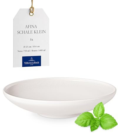 Villeroy & Boch - Coupe Afina en porcelaine premium, bol moyen pour salades et pâtes, fabriqué en Allemagne, compatible lave-vaisselle et micro-ondes, empilable, blanc