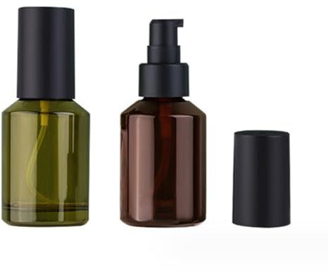 2 Pcs 60ml 2oz Glass Travel Bottles Leakproof Liquid Foundation Bottle Lotion Pump Bottles Lotion Dispenser Soap Dispenser Cosmetics Containers Jar with Black Pump(Wine Red and Green)