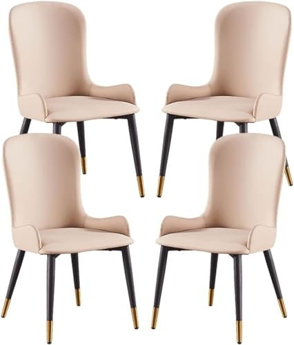 Esszimmerstühle, 4er-Set, Mikrofaser-Leder, Küchentisch-Beistellstühle, ergonomischer Sitz, stabile, Starke Metallbeine aus Karbonstahl (Farbe: Hellgrau)