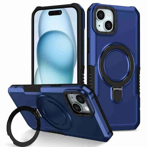 Reevermap iPhone 14 Phone Case with Kickstand Ring Holder Military Grade Protection Shockproof Hard PC Cover Soft Silicone Bumper Case Anti Slip Matte Case for iPhone 14, Royal Blue