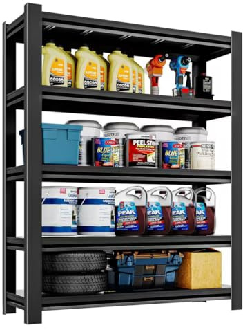 POOUPHV 72 Inch H Garage Shelving 5 Tier Heavy Duty Metal Storage Shelves Loads 2000 LBS,Adjustable Garage Storage Shelves Storage Rack Shelf for Garage, Warehouse, Pantry, Basement 72 Hx40''Wx18''D