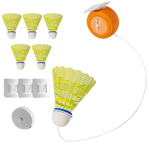 Badminton Rebound Trainer | Badminton Trainingsgerät | Einzelpersonen-Badminton-Gürtel | Tragbares Gerät für Badminton-Rebound-Training | Badminton-Selbstlerngerät | Stretch-Badminton-Roboter