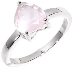HIMALYA QUARTZ 925 Silberring für Frauen Solitär Statement Ring Ethno Vintage Edelstein Ring Natur Rosenquarz Herz Form Schliff Stein Hochzeit Verlobungsring