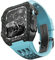IRFKR Luxuriöses Uhrenarmband für Apple Watch Serie 9, 8, 7, 6, 5, 4, SE, 44/45 mm, Modifikationsset, Karbonfaser-Gehäuse, Fluorkautschuk-Armband, für iWatch, DIY-Upgrade, 44mm, Achat