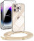 DiDaDi [5 in 1 1*Handykette Set für iPhone 15 Pro Max Hülle mit Band + 1*Transparent Schutzhülle+2*Schutzfolie+1*kameraschutz Glas, Abnehmbar Necklace Handyhülle zum Umhängen Kordel Case (Gold)