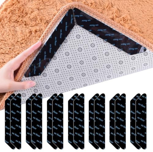 WeddHuis 14 pezzi Ferma Tappeto Antiscivolo, Ferma Tappeto Antiscivolo per Tappeti, Riutilizzabili e Lavabili, Tappeto Gripper, Tappetino Antiscivolo per Pavimenti Duri e Pavimenti in Legno Duro