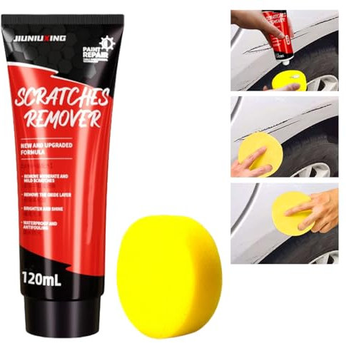 Autokratzer-Reparaturpaste Upgrade-Set 120ml Kratzer Entferner Auto Car Scratch Repair Paste Polierpaste Auto Kratzer Entferner mit Schwamm für Verschiedene Autooberflächen