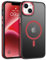 VENINGO Magnetic for iPhone 14 Plus Case,Compatible with MagSafe Matte Translucent Shockproof Protective Women Man Girls Phone Case for iPhone 14 Plus, Black/Red