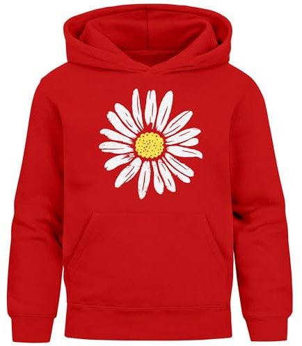 Neverless® Kinder Hoodie Mädchen Blumen Aufdruck Kapuzenpullover Sweatshirt Kapuze rot 98