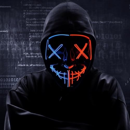 TK Gruppe Timo Klingler 3x LED Grusel Maske - wie aus Purge steuerbar, Gesicht leuchtend, für Halloween, Fasching & Karneval als Kostüm für Herren & Damen (Farbauswahl) (3x blau/rot)