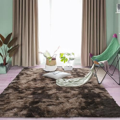 CUIMEI Wohnzimmerteppich Modern 250 x 350 cm, Hohe Flordichte Angenehm Weich, Pflegeleicht Polyester Teppich, für Schlafzimmer Wohnzimmerteppich Hochwertiger, braun