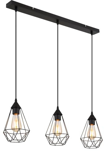 GLOBO Pendant Lamp Dining Table Light Black Wicker Living Room Lamp Height 120 cm